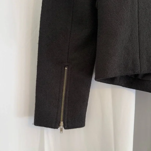 LOFT Black Wool Blend Asymmetrical Moto Blazer Women’s 4 - Picture 6 of 7